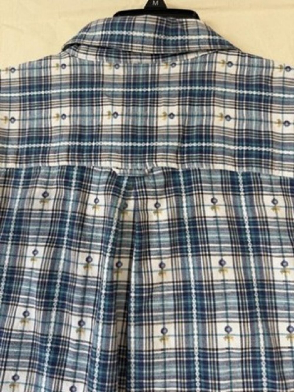 Bobbie Brooks Top Womens XL Blue Plaid Embroidered Short Sleeve Button Up Shirt - Picture 11 of 12